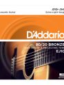 D'addario EJ10 80/20 Bronze Acoustic Guitar Strings, Extra Light, 10-47