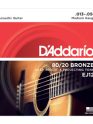 D'addario EJ12 80/20 Bronze Acoustic Guitar Strings, Medium, 13-56