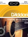 D'addario EXP14 Coated 80/20 Bronze Acoustic Guitar Strings, Light Top/Medium Bottom, 12-56