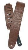 D'addario Deluxe Leather Guitar Strap, Embossed, Brown