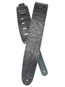 D'addario Embossed Leather Guitar Strap, Black