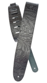 D'addario Embossed Leather Guitar Strap, Black